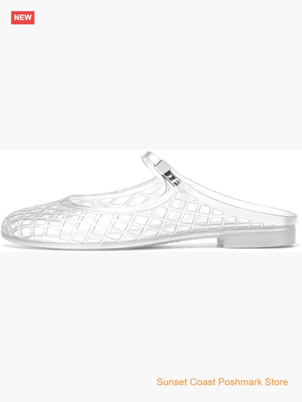 Clear Jelly Slide Sandals Breathable Closed Toe Mesh Mary Jane Mules Summer